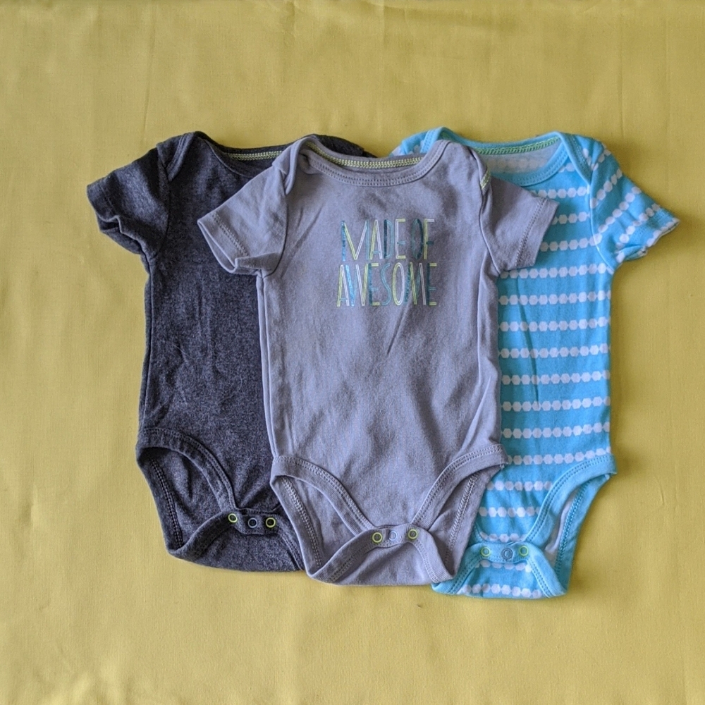 3 for $18 Cloud Island 0-3mo onsie set